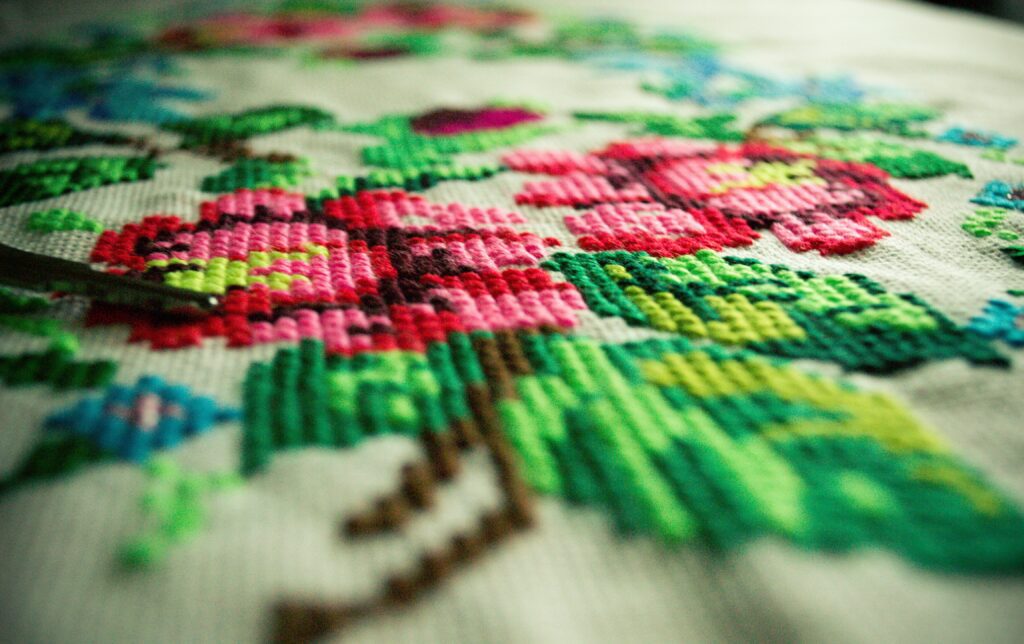 embroidery, flowers, handmade
